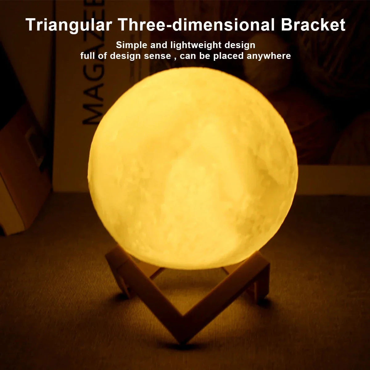 LED Moon Lamp – 3D Printed Lunar Night Light – Battery Powered – 8 Colors – 15cm - Perfect for Bedroom Decor and Gifts